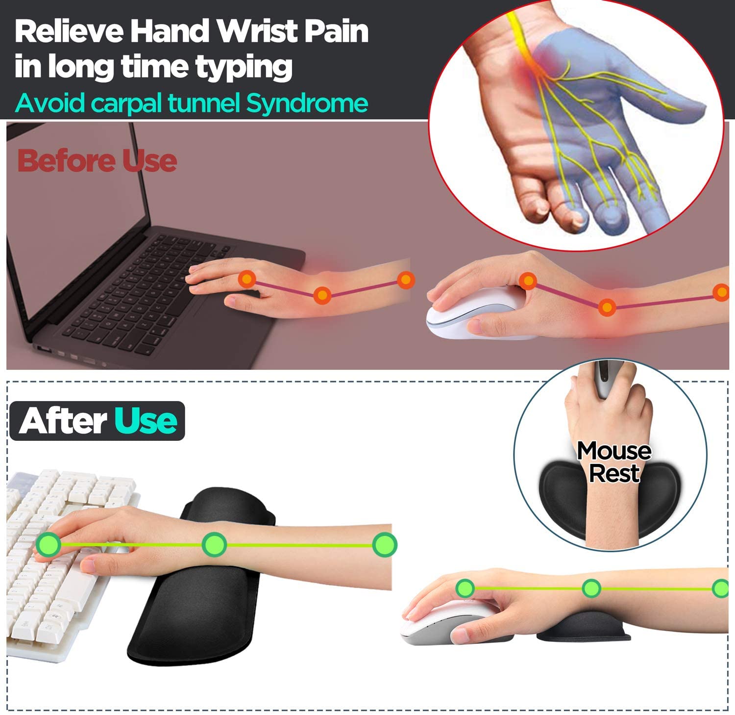 Gimars Upgrade Enlarge Gel Memory Foam Set Keyboard Wrist Rest Pad, Mouse Wrist Cushion Support for Office, Computer, Laptop, Mac, Comfortable, Lightweight for Easy Typing Pain Relief, Black Gimars Upgrade Enlarge Gel Memory Foam Set Keyboard Wrist Rest Pad, Mouse Wrist Cushion Support for Office, Computer, Laptop, Mac, Comfortable, Lightweight for Easy Typing Pain Relief, Black